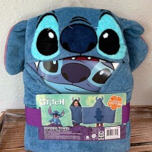 Disney Stitch 100% Cotton Hooded Towel, 22”x51”, Blue, BNWT